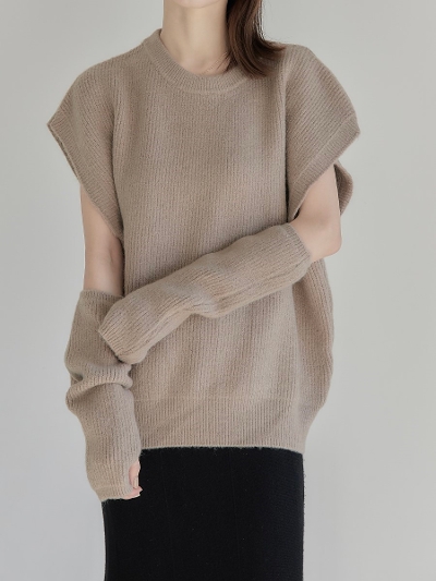yNEWz arm set oversize knit / brown