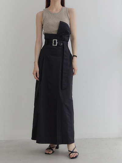 y40%OFFz asymmetry belt skirt / black