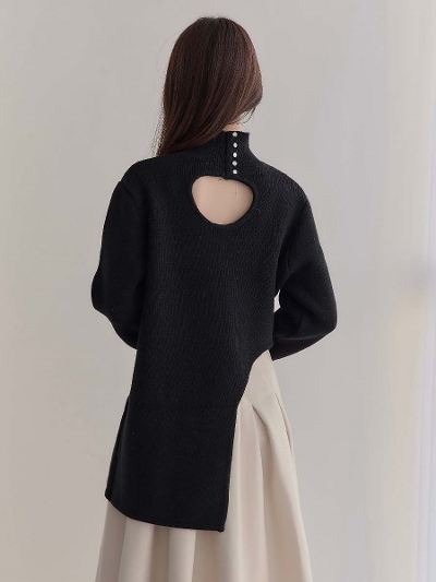 ySPECIAL PRICEzasymmetry hem design knit / black