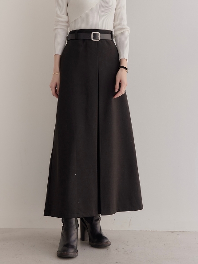 yNEWz belt set inverted pleats skirt / black
