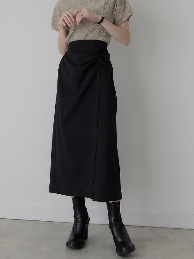 yNEWz  knot design wrap skirt / black