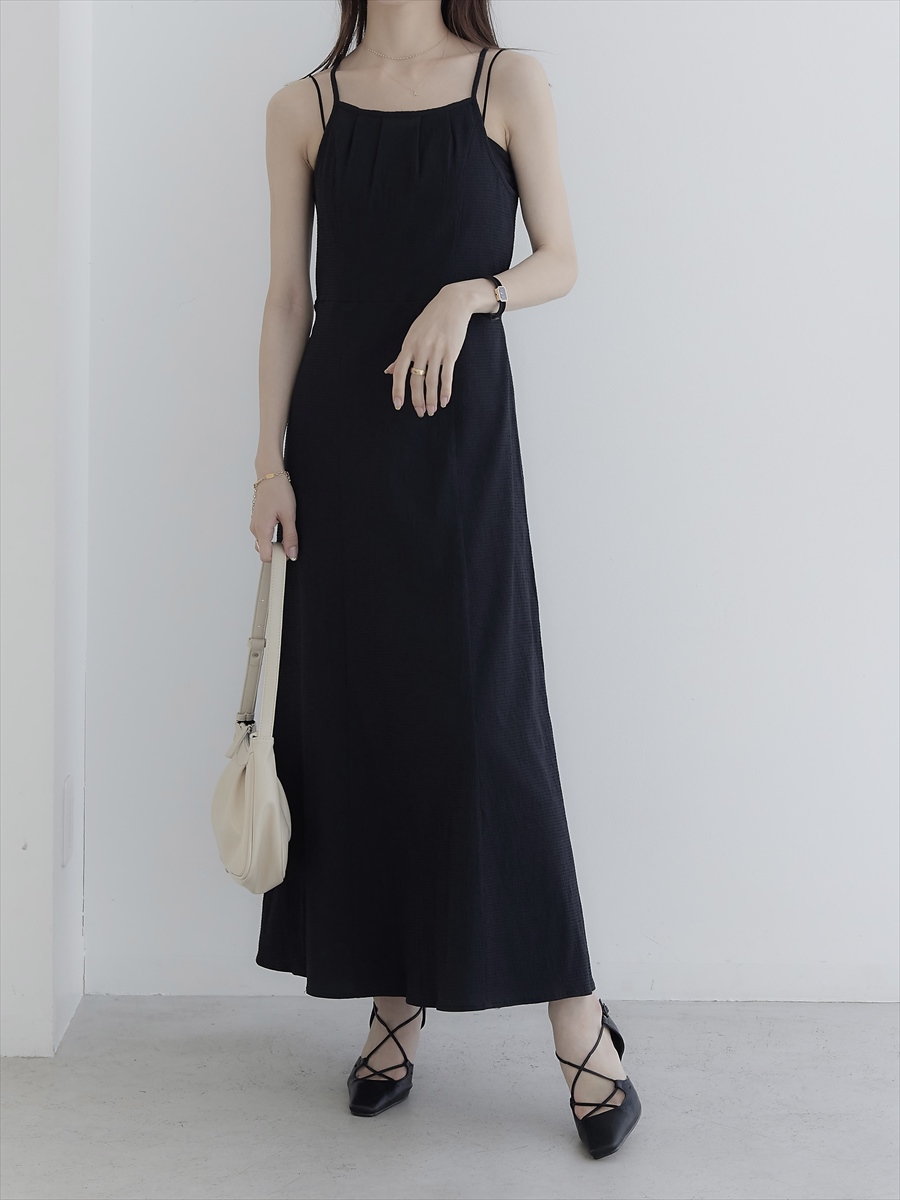 NEW】back ribbon cami dress / black amel