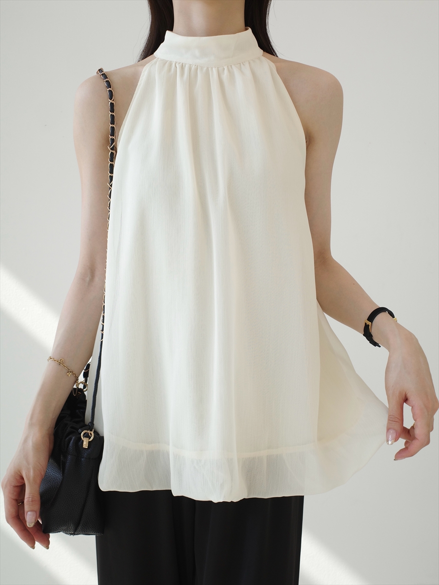 NEW】halter neck chiffon blouse / cream amel