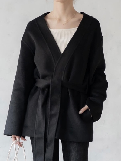 yNEWzamel original <br>2way short coat / black