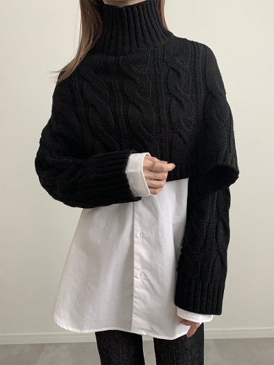 【NEW】cape design knit / black