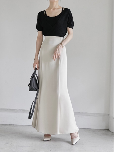 yRE ARRIVALz satin mermaid skirt / beige