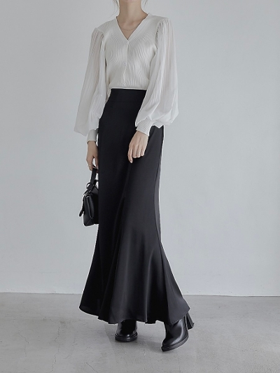 yRE ARRIVALz satin mermaid skirt / black