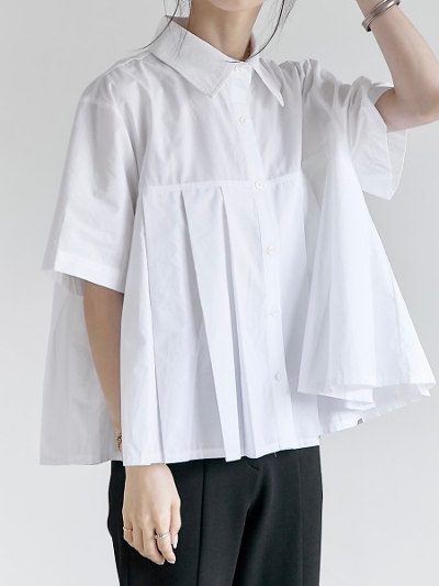 【NEW】 pleats design shirt blouse