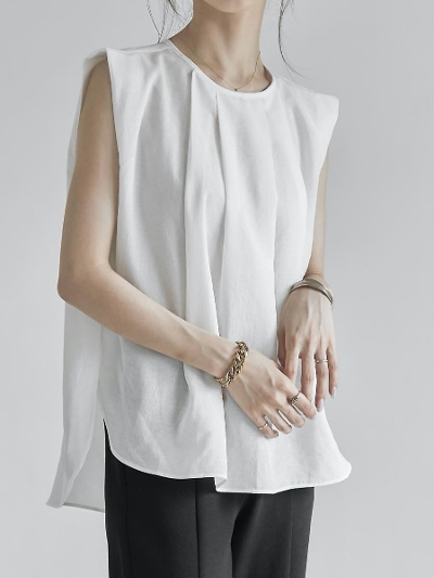 【NEW】  back ribbon tuck blouse / white