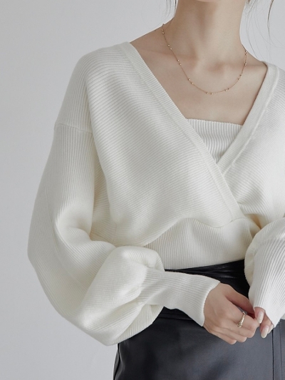【RE ARRIVAL】 volume sleeve cashe coeur knit / ivory