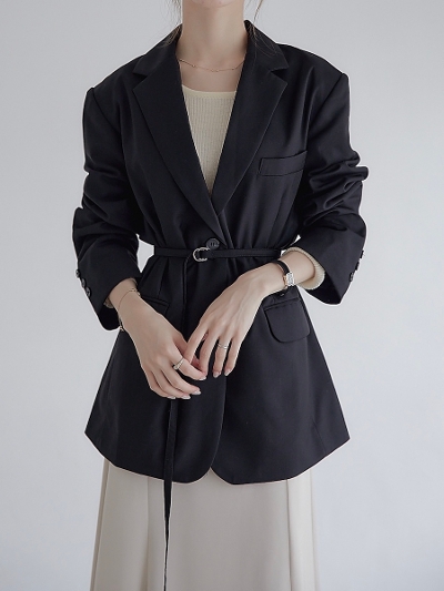 【NEW】 belted jacket / black