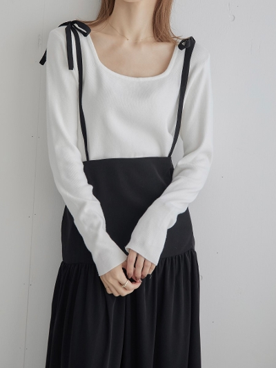 【NEW】 square neck knit / white