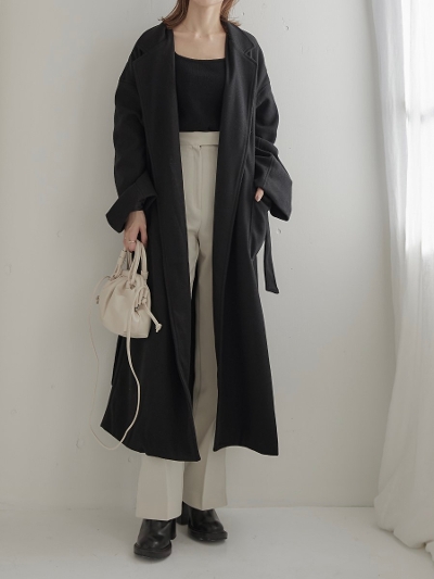 【NEW】 belted long coat