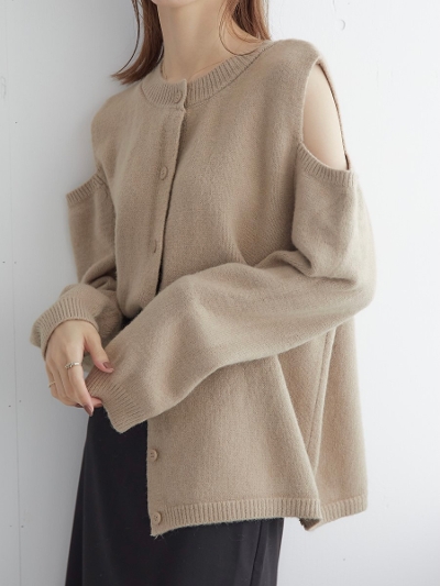 【NEW】 open shoulder knit / beige