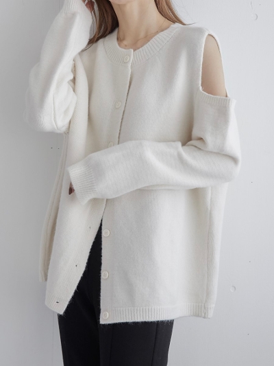 【NEW】 open shoulder knit / white