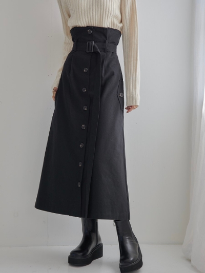 【NEW】 button design long skirt