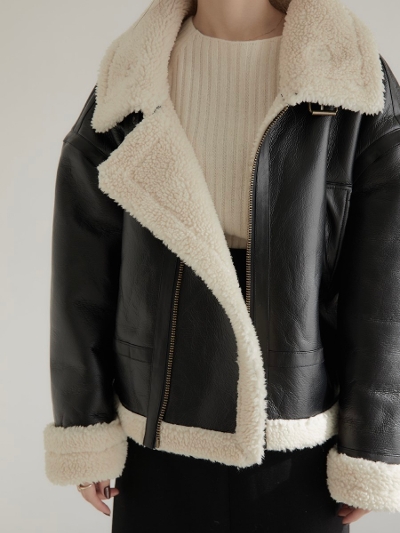 yRE ARRIVALz bicolor boa jacket