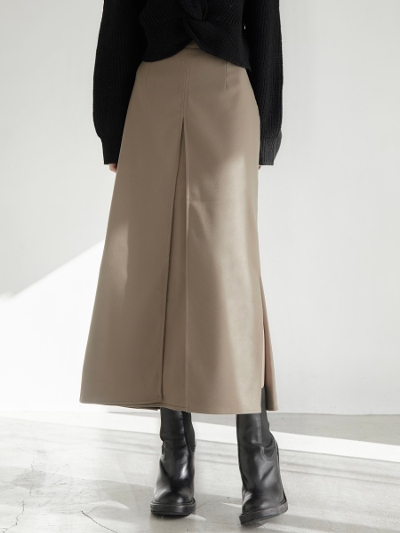 【予約商品】 inverted pleats skirt / beige