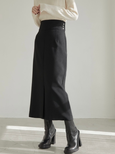 【NEW】 side button tight skirt