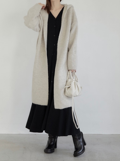 【NEW】 long knit hoodie