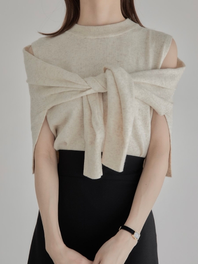 yRE ARRIVALz  layered ensemble knit / oatmeal