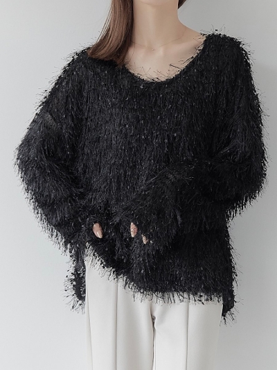 【NEW】 shaggy pullover / black