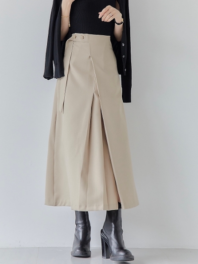 【RE ARRIVAL】 side button design skirt / beige