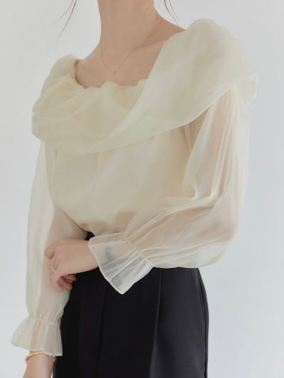 【RE ARRIVAL】 organza 2way blouse / beige