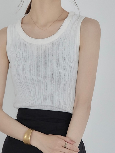 【NEW】 rib knit tank top / white