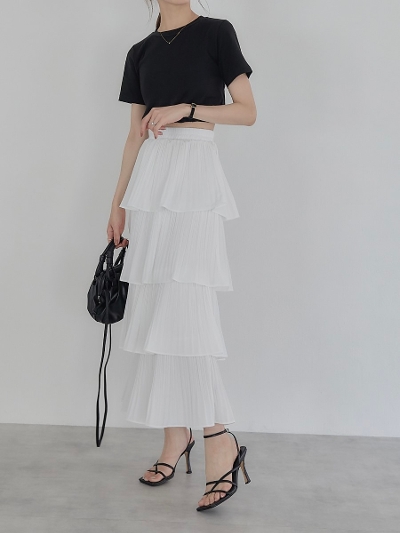 【RE ARRIVAL】 pleats frill skirt / white
