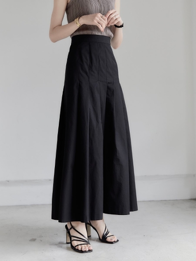 【NEW】 tuck design long skirt / black
