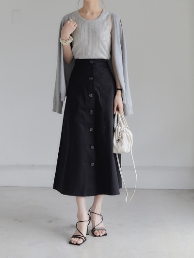 【NEW】 trench flare skirt / black