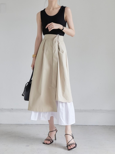 【NEW】 asymmetry design skirt / beige