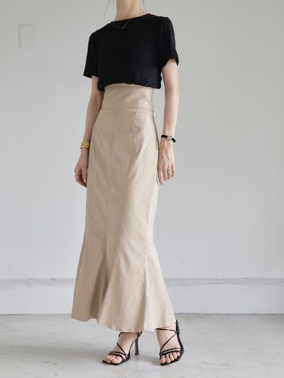 【NEW】 high waist twill mermaid skirt / beige