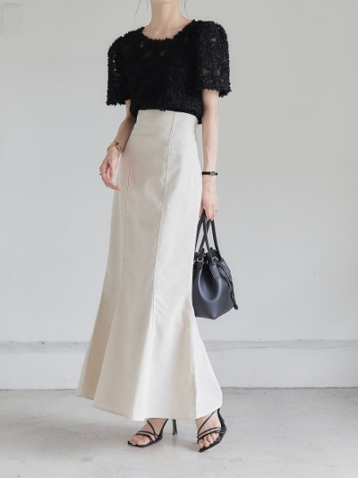 【NEW】 linen like mermaid skirt / ivory