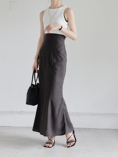 【NEW】 linen like mermaid skirt / charcoal