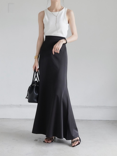 【NEW】 matte satin long skirt