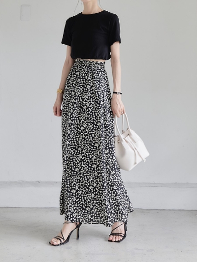 【NEW】 flower print long skirt