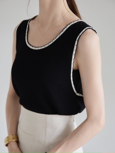 yNEWz bicolor knit tank top / black