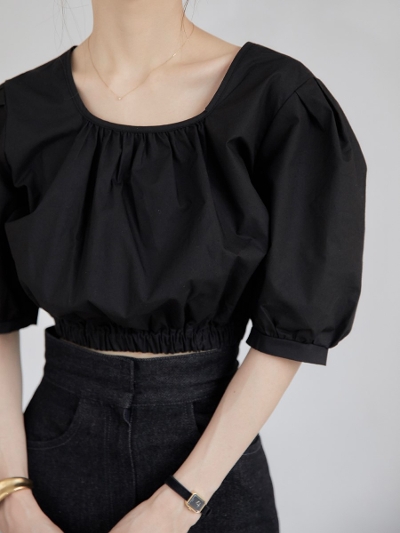 【NEW】  cropped puff blouse