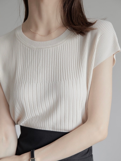 yRE ARRIVALz french sleeve rib knit / ivory
