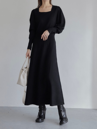 yRE ARRIVALz puff sleeve knit one piece