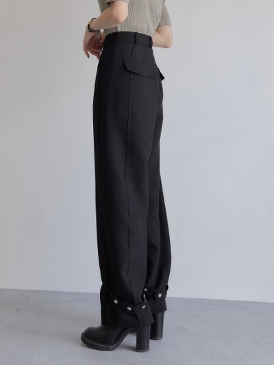 yNEWz back button belt pants / black