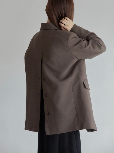【NEW】 back slit button jacket / brown