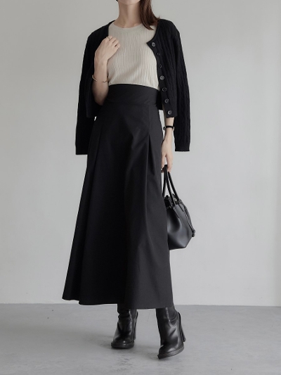 【NEW】 inverted long skirt / black