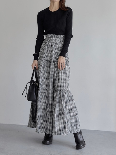 yNEWz checked tiered skirt