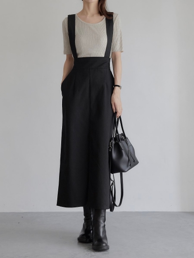 yNEWz 2way suspender skirt / black