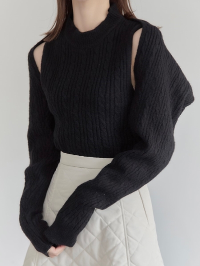 yRE ARRIVALz bolero set cable knit