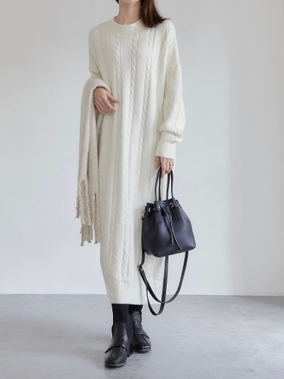 yNEWz cable knit onepiece / ivory