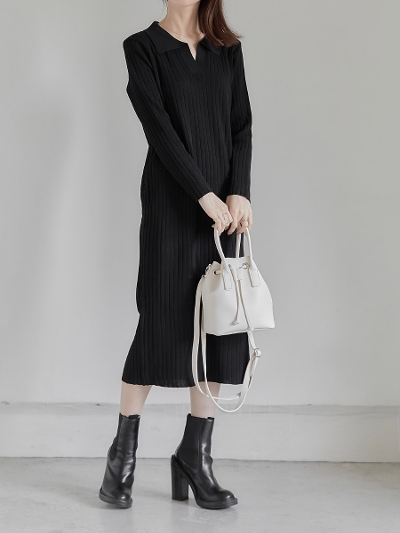 yRE ARRIVALz polo neck onepiece / black